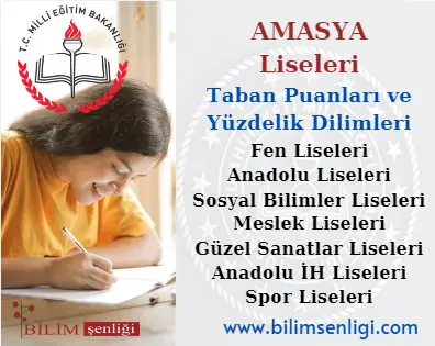 Amasya Liseleri Taban Puanları ve Yüzdelik Dilimleri