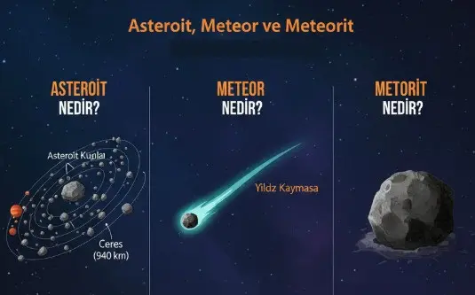 Asteroit, Meteor ve Meteorit